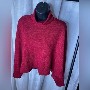 Red Turtleneck Poncho Sweater